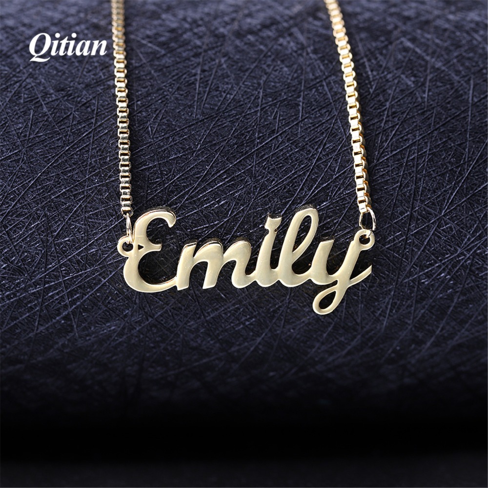 Personalized Name Box - Qitian ожерелье с персонализированным именем, золотой